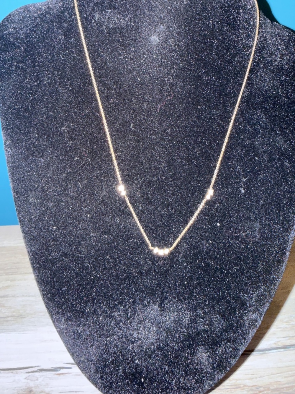 Mejuri Gold Vermeil White Sapphire Station Necklace 16" - Picture 4 of 7